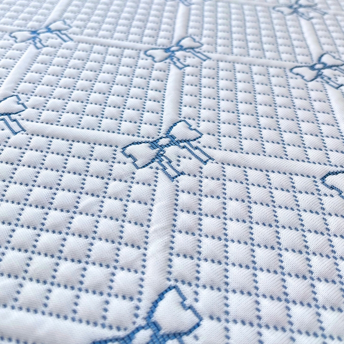 91家纺网 家纺一手货源 找家纺 罗艺轩 2025新款PE中分子凉感软凉席席子床裙款 蝴蝶结-天空蓝