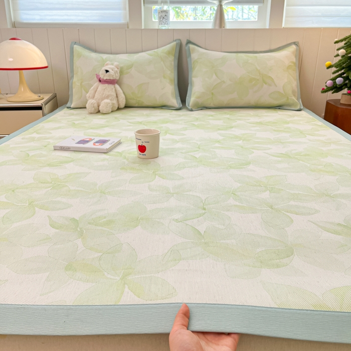 91家纺网 家纺一手货源 找家纺 （总）安哆啦家纺 2025新款A类小清新卡通高品质冰藤印花凉席床笠床席款