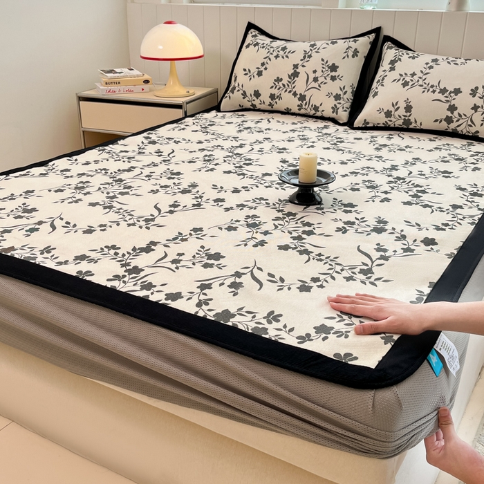 91家纺网 家纺一手货源 找家纺 （总）安哆啦家纺 2025新款A类小清新卡通高品质冰藤印花凉席床笠床席款