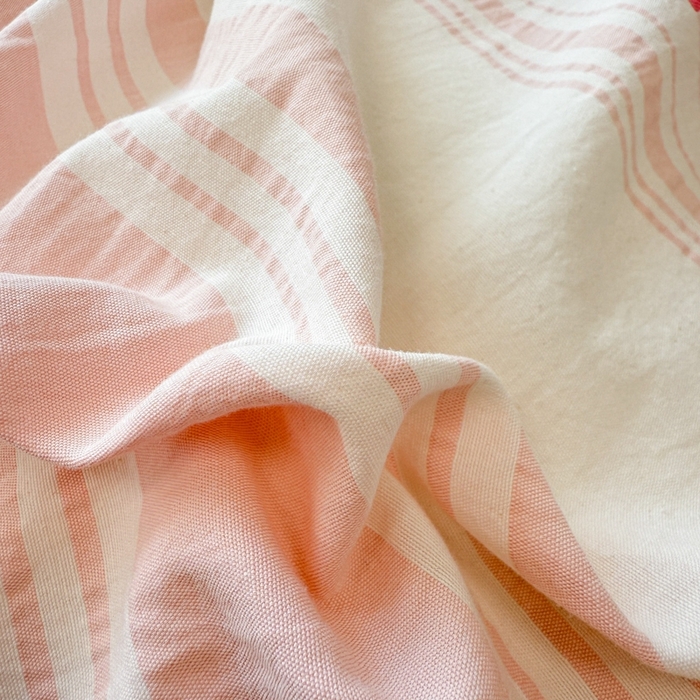 91家纺网 家纺一手货源 找家纺 米可2025春夏新款A类色织华夫格提花全棉四件套 本色-粉