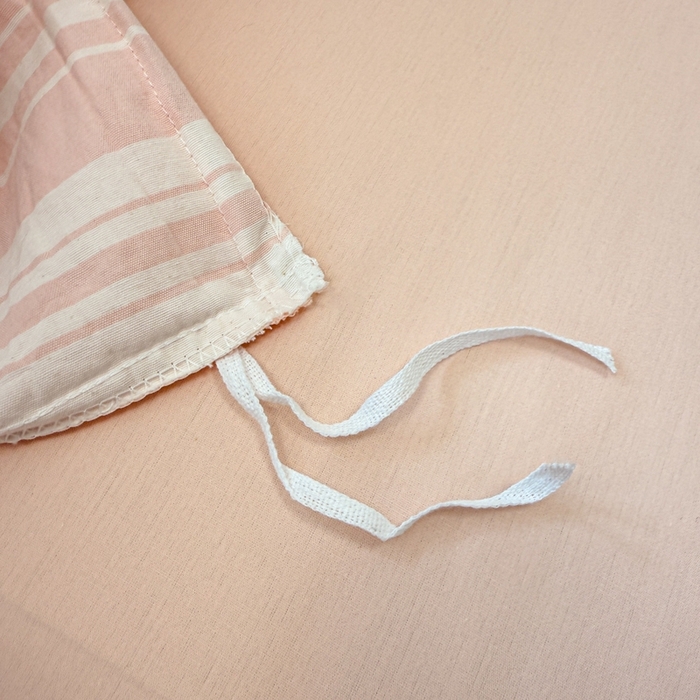 91家纺网 家纺一手货源 找家纺 米可2025春夏新款A类色织华夫格提花全棉四件套 本色-粉