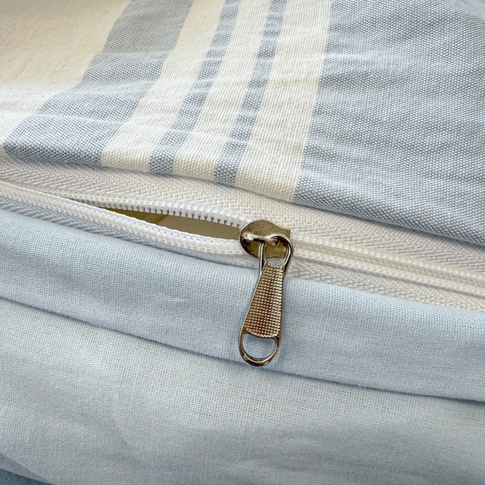 91家纺网 家纺一手货源 找家纺 米可2025春夏新款A类色织华夫格提花全棉四件套 本色-蓝