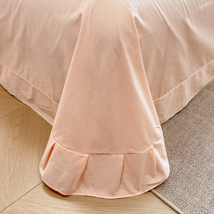 91家纺网 家纺一手货源 找家纺 米可2025春夏新款A类色织华夫格提花全棉四件套 沐言-粉