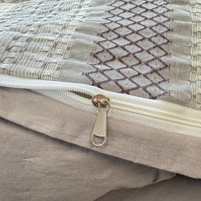 91家纺网 家纺一手货源 找家纺 米可2025春夏新款A类色织华夫格提花全棉四件套 沐言-灰