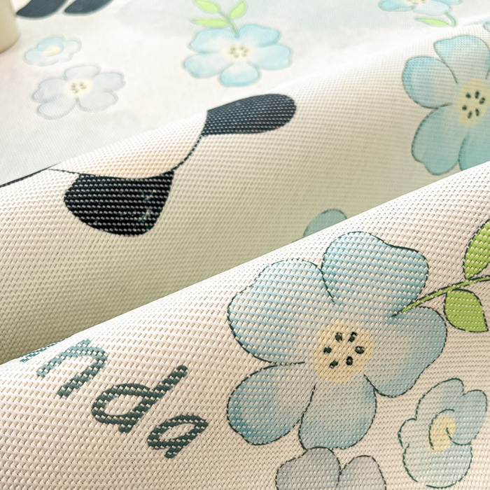 91家纺网 家纺一手货源 找家纺 安哆啦家纺 2025新款A类小清新卡通高品质冰藤印花凉席床笠床席款 冰藤席-熊猫团团【平铺款】