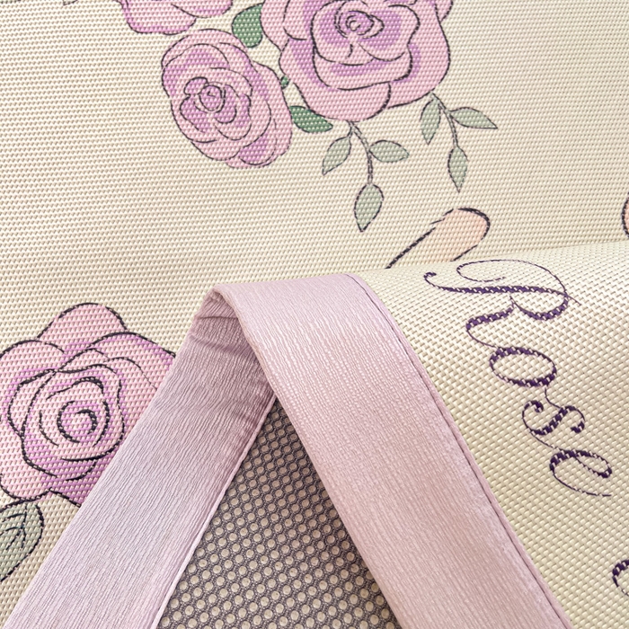 91家纺网 家纺一手货源 找家纺 安哆啦家纺 2025新款A类小清新卡通高品质冰藤印花凉席床笠床席款 冰藤席-紫花猫【平铺款】