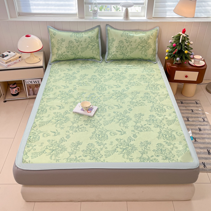 91家纺网 家纺一手货源 找家纺 安哆啦家纺 2025新款A类小清新卡通高品质冰藤印花凉席床笠床席款 冰藤席-绿野仙踪【床笠款】