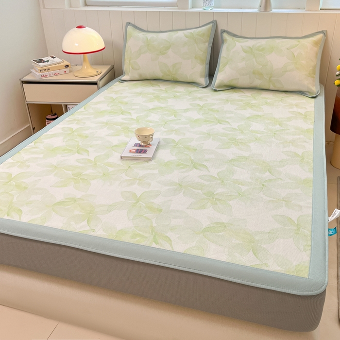 91家纺网 家纺一手货源 找家纺 安哆啦家纺 2025新款A类小清新卡通高品质冰藤印花凉席床笠床席款 冰藤席-清新怡人【床笠款】