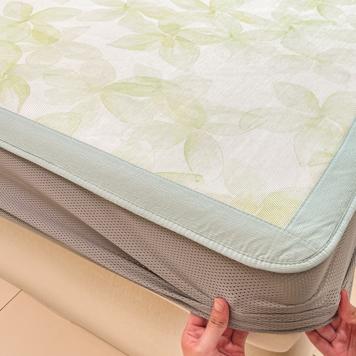 91家纺网 家纺一手货源 找家纺 安哆啦家纺 2025新款A类小清新卡通高品质冰藤印花凉席床笠床席款 冰藤席-清新怡人【床笠款】