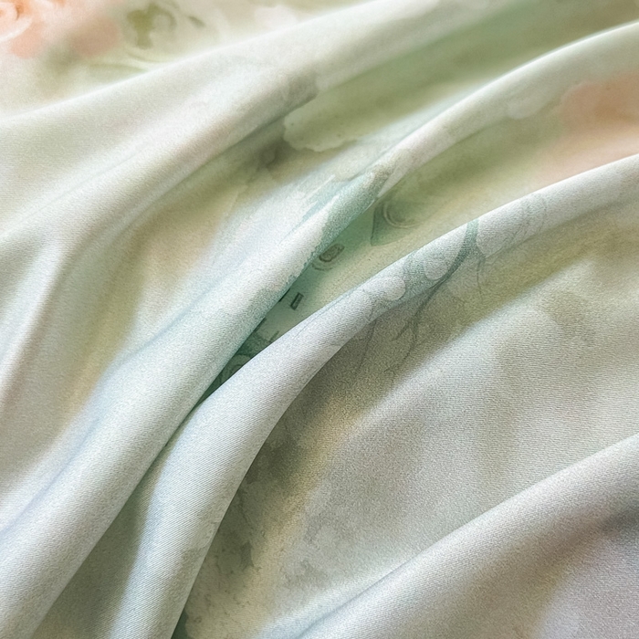 91家纺网 家纺一手货源 找家纺 （总）首选家纺 2025新款法式花边玉锦缎数码印花四件套