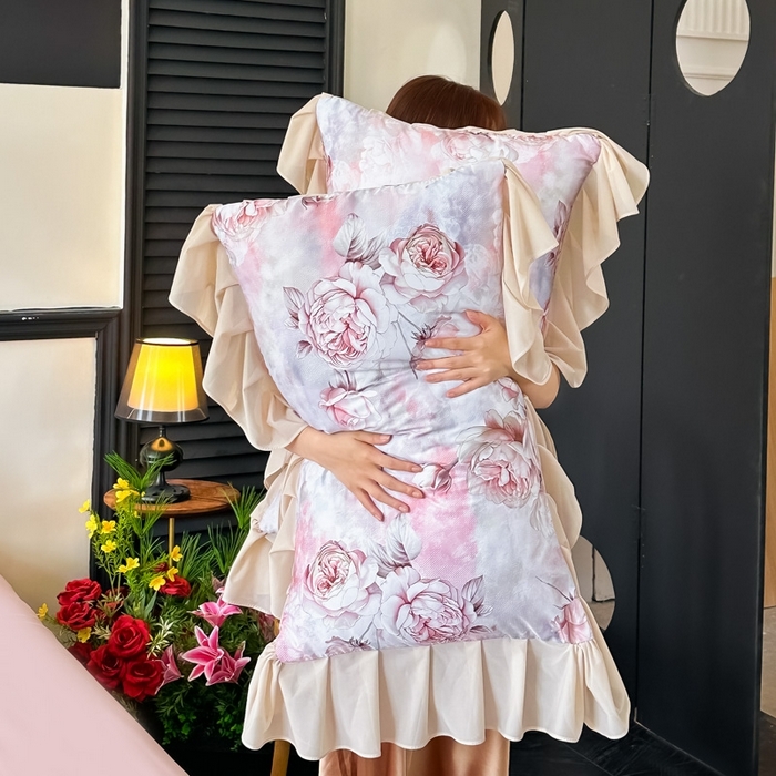 91家纺网 家纺一手货源 找家纺 首选家纺 2025新款法式花边玉锦缎数码印花四件套 法式-莫奈花园