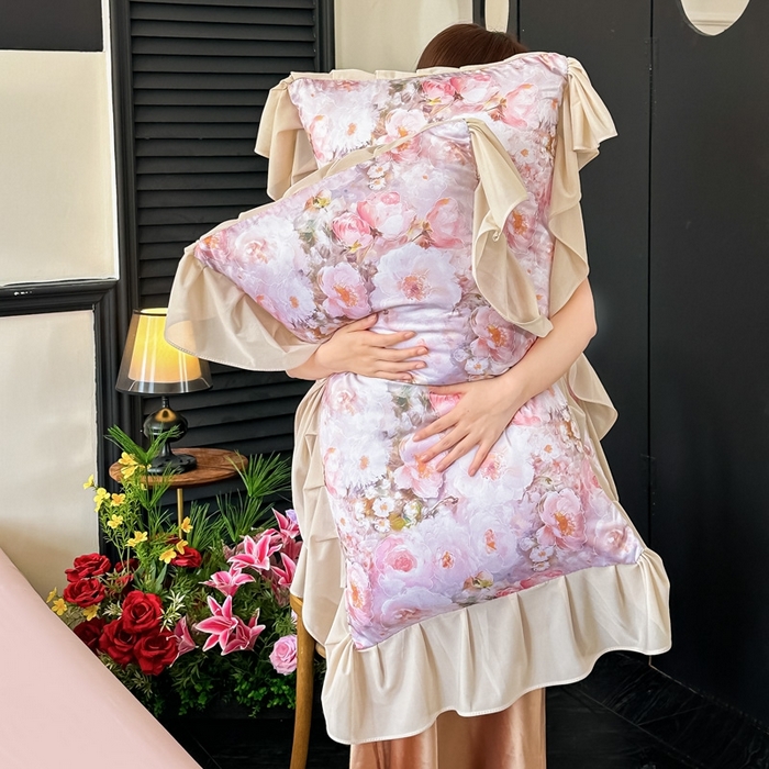 91家纺网 家纺一手货源 找家纺 首选家纺 2025新款法式花边玉锦缎数码印花四件套 法式-情人花朵