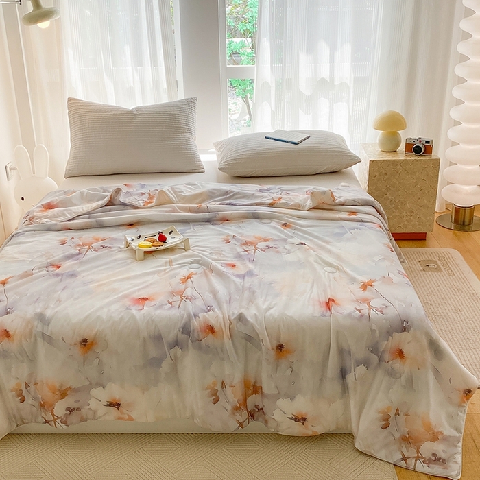 91家纺网 家纺一手货源 找家纺 梦莱斯2025新款印花夏被 彩韵