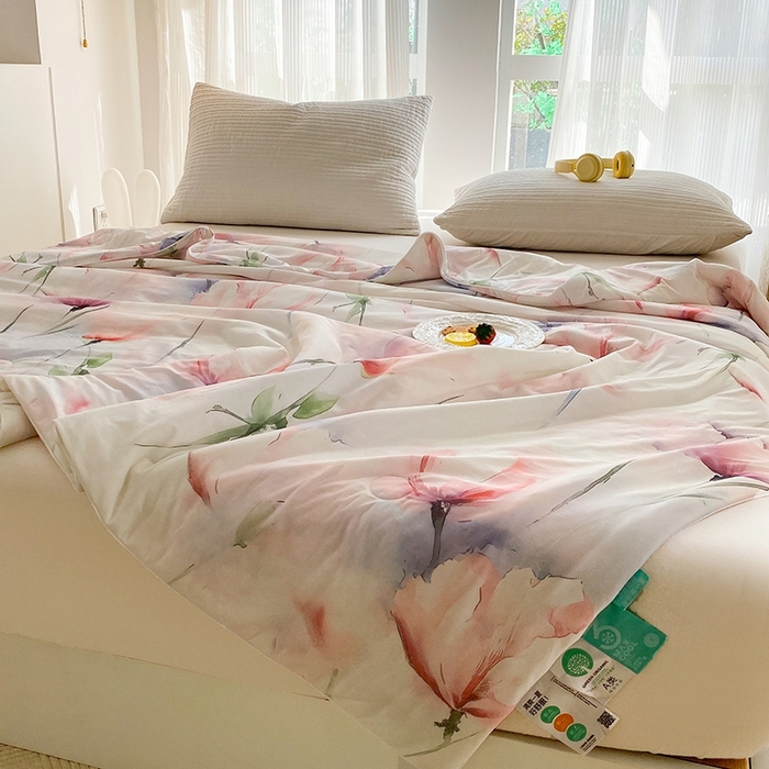 91家纺网 家纺一手货源 找家纺 梦莱斯2025新款印花夏被 梦思-红