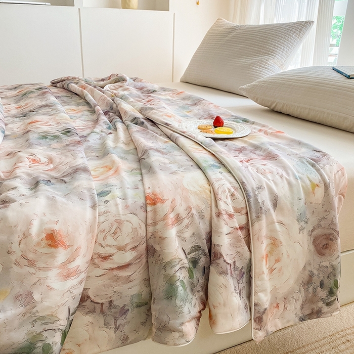 91家纺网 家纺一手货源 找家纺 梦莱斯2025新款印花夏被 莫妮卡