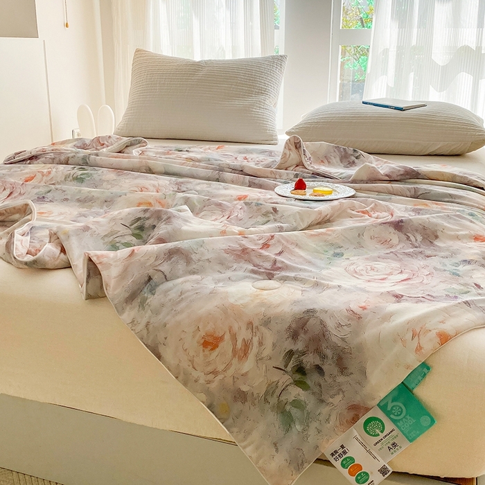 91家纺网 家纺一手货源 找家纺 梦莱斯2025新款印花夏被 莫妮卡