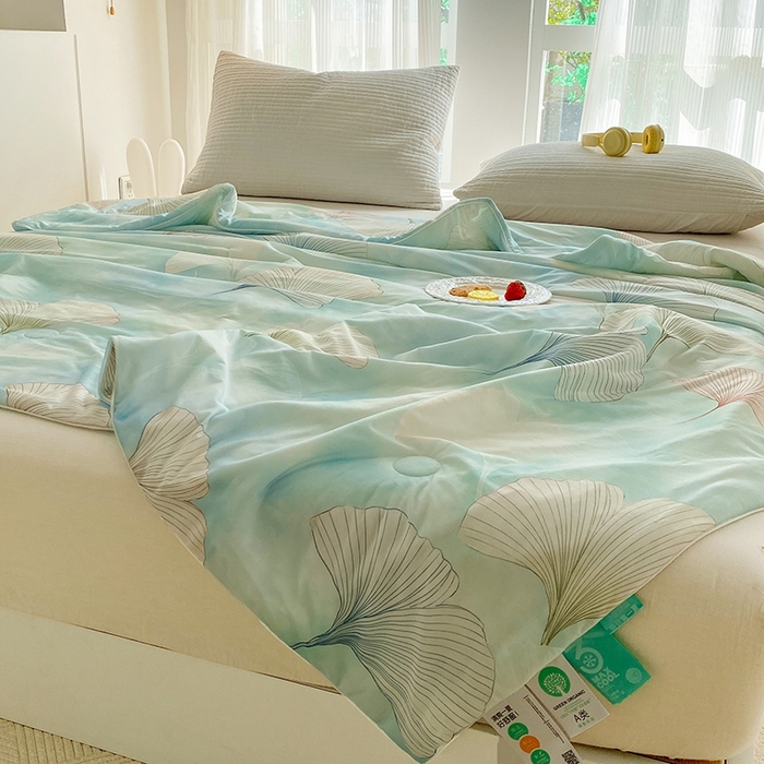 91家纺网 家纺一手货源 找家纺 梦莱斯2025新款印花夏被 银杏漫舞