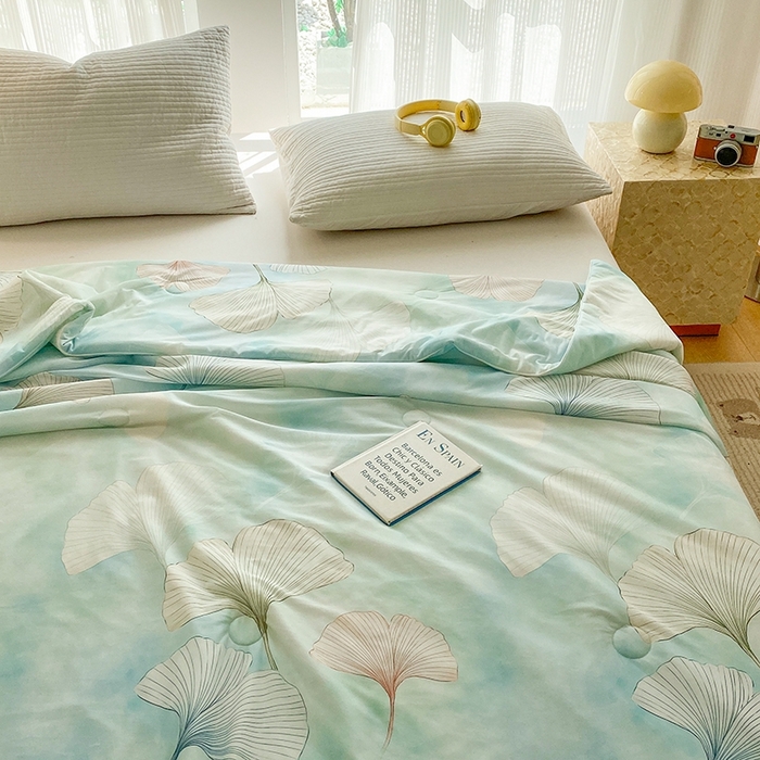 91家纺网 家纺一手货源 找家纺 梦莱斯2025新款印花夏被 银杏漫舞