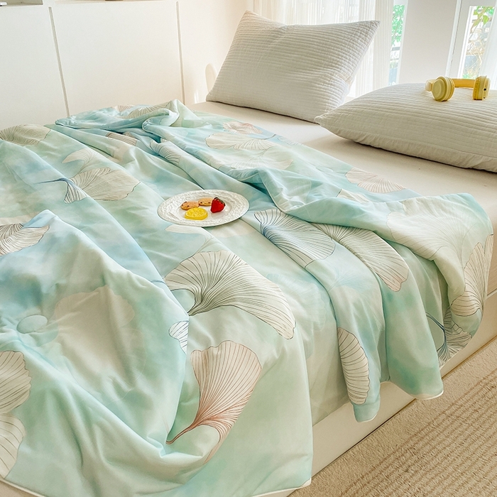 91家纺网 家纺一手货源 找家纺 梦莱斯2025新款印花夏被 银杏漫舞