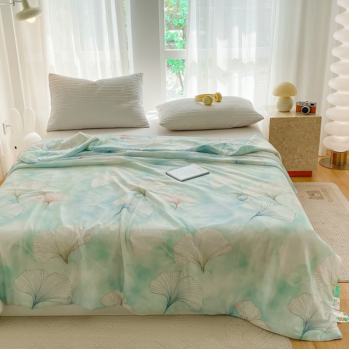 91家纺网 家纺一手货源 找家纺 梦莱斯2025新款印花夏被 银杏漫舞