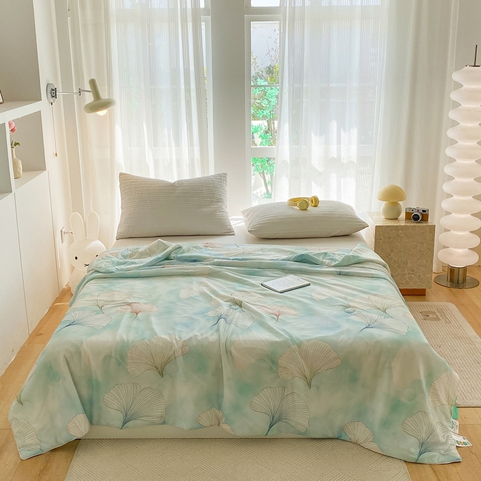 91家纺网 家纺一手货源 找家纺 梦莱斯2025新款印花夏被 银杏漫舞