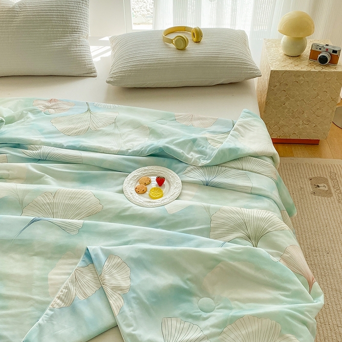 91家纺网 家纺一手货源 找家纺 梦莱斯2025新款印花夏被 银杏漫舞