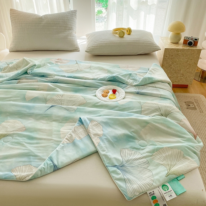 91家纺网 家纺一手货源 找家纺 梦莱斯2025新款印花夏被 银杏漫舞