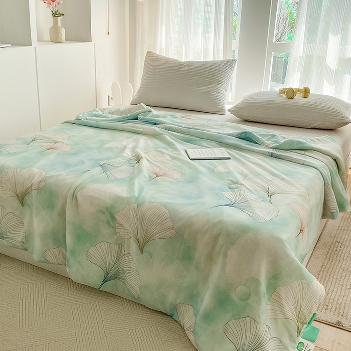 91家纺网 家纺一手货源 找家纺 梦莱斯2025新款印花夏被 银杏漫舞