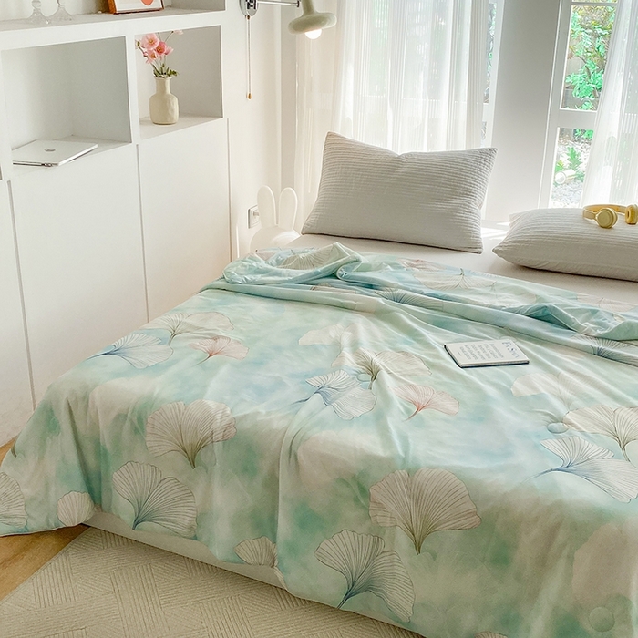 91家纺网 家纺一手货源 找家纺 梦莱斯2025新款印花夏被 银杏漫舞