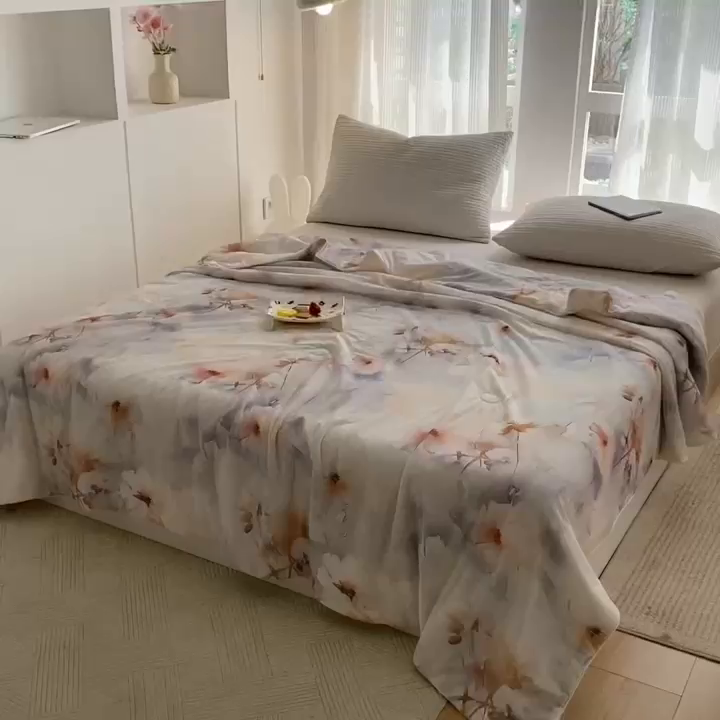 91家纺网 家纺一手货源 找家纺 梦莱斯2025新款印花夏被 彩韵