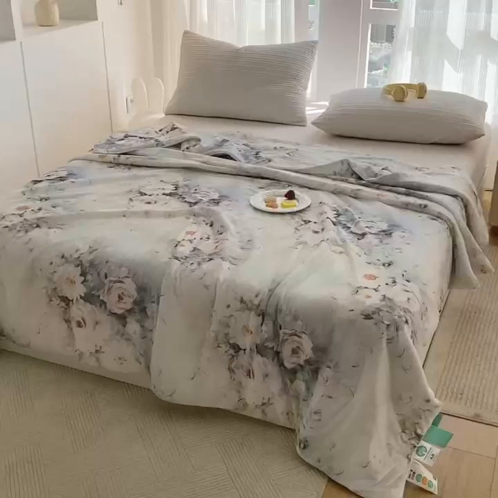 91家纺网 家纺一手货源 找家纺 梦莱斯2025新款印花夏被 花谷