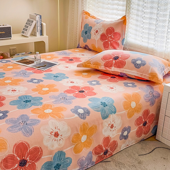 91家纺网 家纺一手货源 找家纺 丝芙妮家居（原乐视家纺） 2025春夏新款全棉纯棉混纺云糯棉双层纱单床单 床单单件 花晓