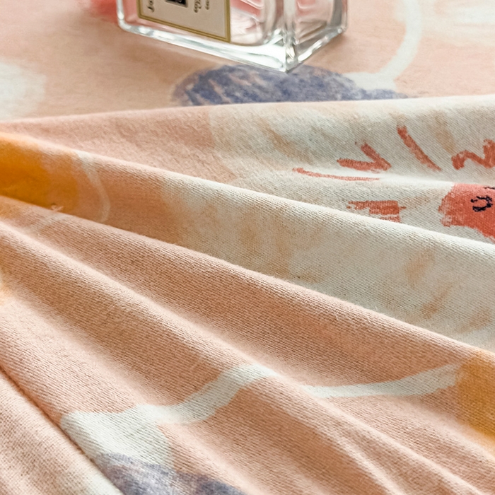 91家纺网 家纺一手货源 找家纺 丝芙妮家居（原乐视家纺） 2025春夏新款全棉纯棉混纺云糯棉双层纱单床单 床单单件 花晓