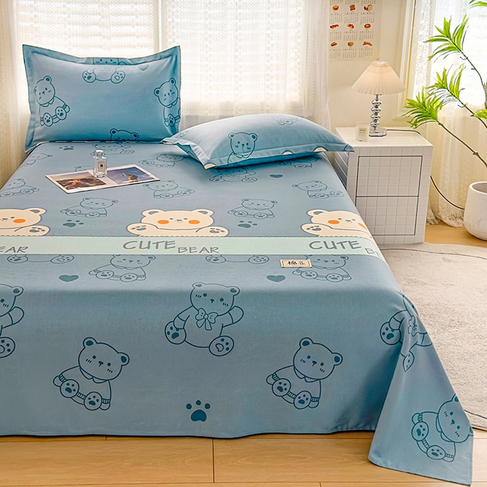 91家纺网 家纺一手货源 找家纺 丝芙妮家居（原乐视家纺） 2025春夏新款全棉纯棉混纺云糯棉双层纱单床单 床单单件 淘气熊