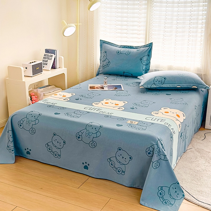 91家纺网 家纺一手货源 找家纺 丝芙妮家居（原乐视家纺） 2025春夏新款全棉纯棉混纺云糯棉双层纱单床单 床单单件 淘气熊