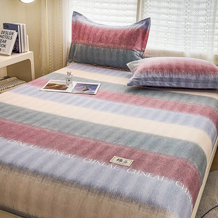 91家纺网 家纺一手货源 找家纺 丝芙妮家居（原乐视家纺） 2025春夏新款全棉纯棉混纺云糯棉双层纱单床单 床单单件 伊甸-灰