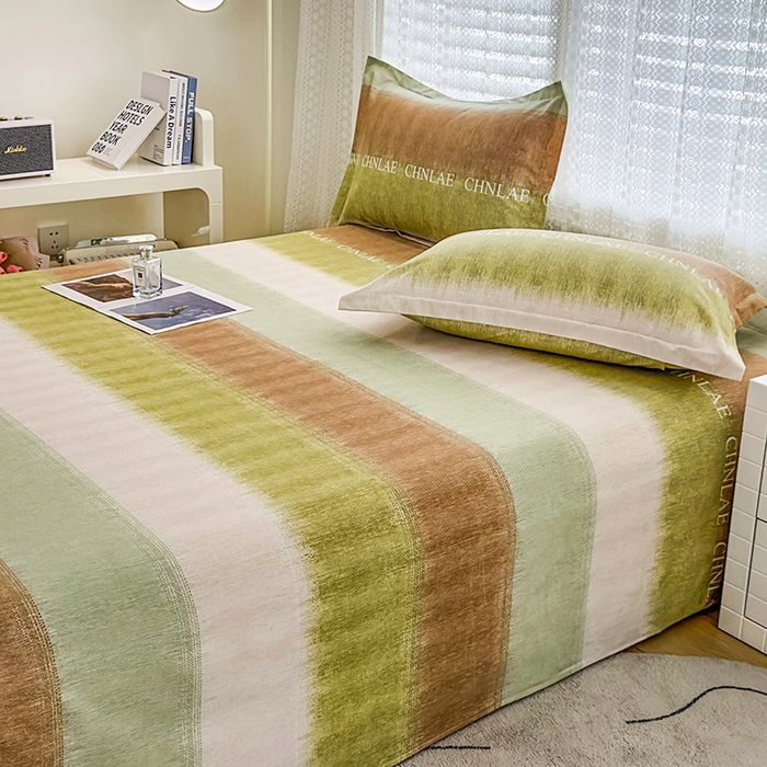 91家纺网 家纺一手货源 找家纺 丝芙妮家居（原乐视家纺） 2025春夏新款全棉纯棉混纺云糯棉双层纱单床单 床单单件 伊甸-绿