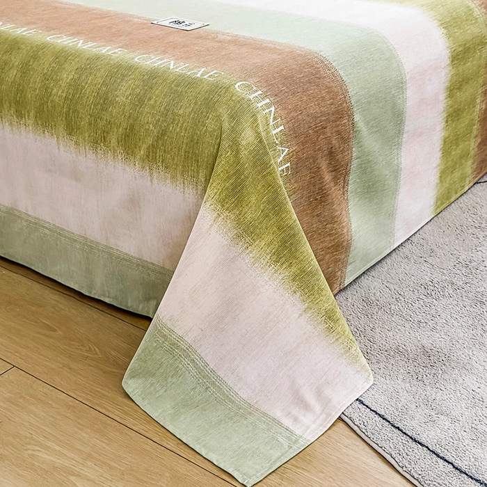 91家纺网 家纺一手货源 找家纺 丝芙妮家居（原乐视家纺） 2025春夏新款全棉纯棉混纺云糯棉双层纱单床单 床单单件 伊甸-绿