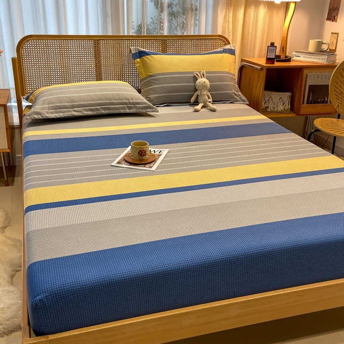 91家纺网 家纺一手货源 找家纺 丝芙妮家居（原乐视家纺） 2025春夏新款全棉纯棉混纺云糯棉双层纱单床笠 床笠单件 波利亚