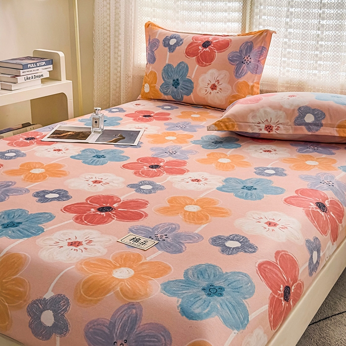 91家纺网 家纺一手货源 找家纺 丝芙妮家居（原乐视家纺） 2025春夏新款全棉纯棉混纺云糯棉双层纱单床笠 床笠单件 花晓