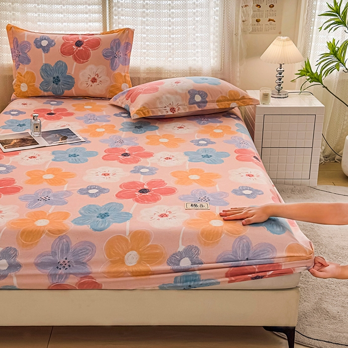 91家纺网 家纺一手货源 找家纺 丝芙妮家居（原乐视家纺） 2025春夏新款全棉纯棉混纺云糯棉双层纱单床笠 床笠单件 花晓