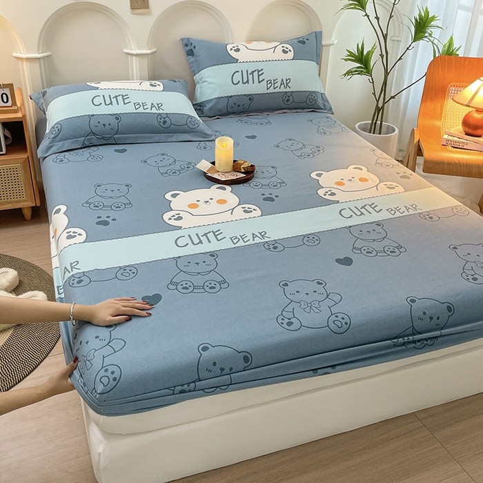 丝芙妮家居（原乐视家纺） 2025春夏新款全棉纯棉混纺云糯棉双层纱单床笠 床笠单件 淘气熊