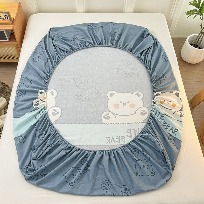 91家纺网 家纺一手货源 找家纺 丝芙妮家居（原乐视家纺） 2025春夏新款全棉纯棉混纺云糯棉双层纱单床笠 床笠单件 淘气熊