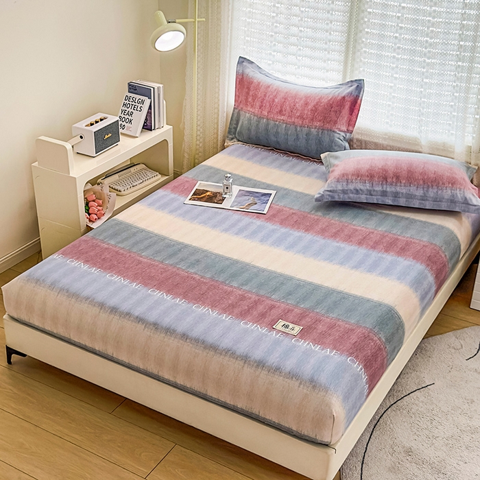 91家纺网 家纺一手货源 找家纺 丝芙妮家居（原乐视家纺） 2025春夏新款全棉纯棉混纺云糯棉双层纱单床笠 床笠单件 伊甸-灰