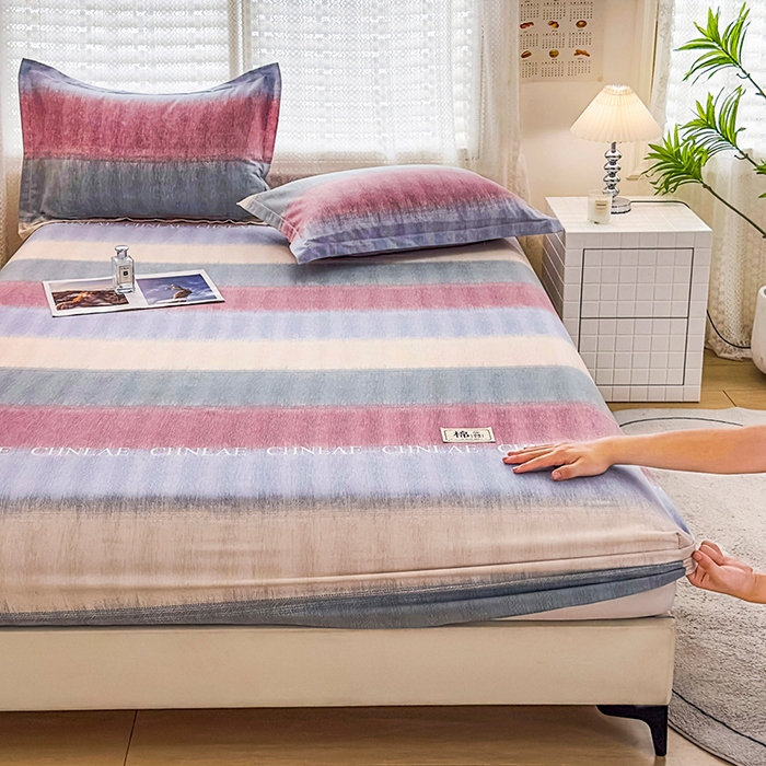 91家纺网 家纺一手货源 找家纺 丝芙妮家居（原乐视家纺） 2025春夏新款全棉纯棉混纺云糯棉双层纱单床笠 床笠单件 伊甸-灰