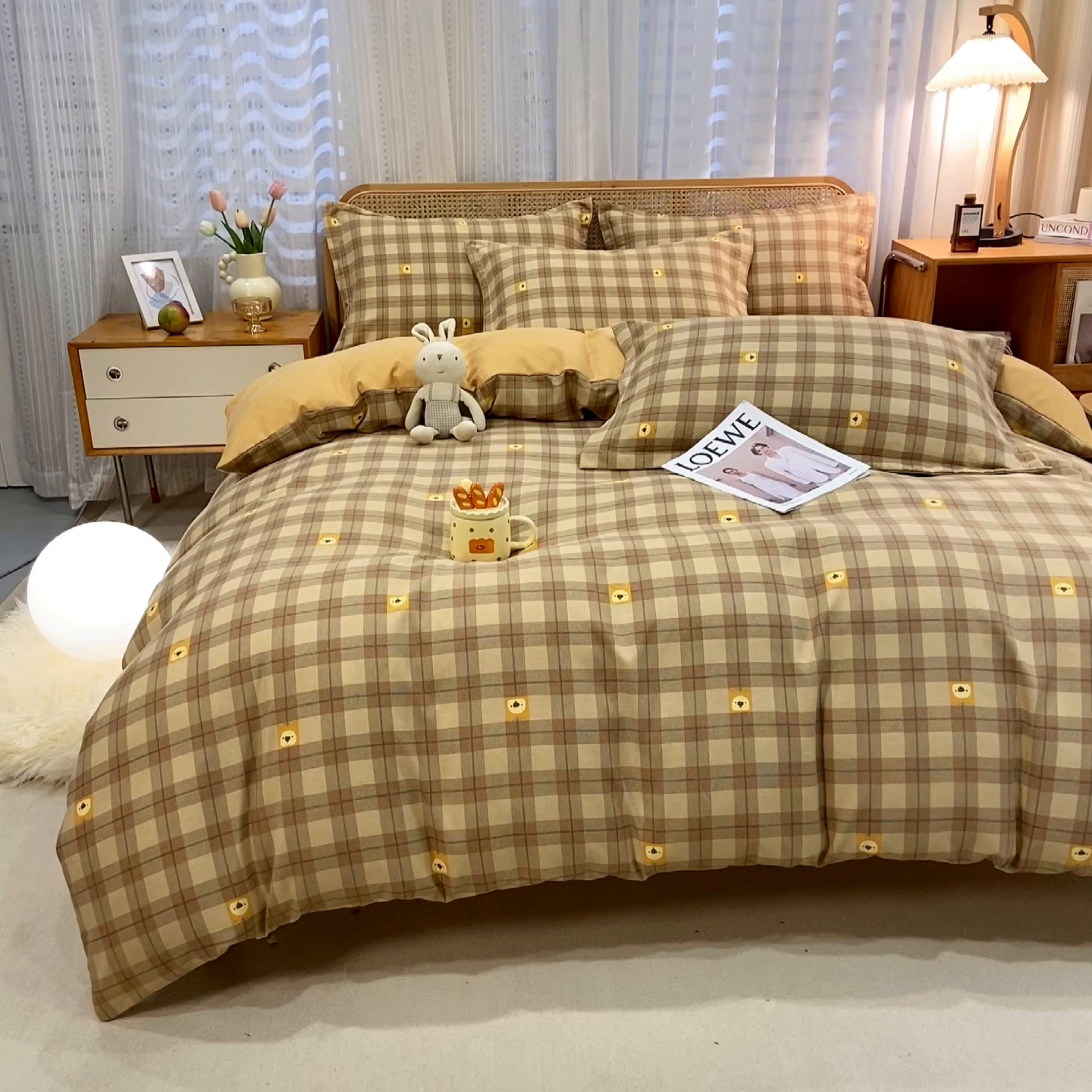 91家纺网 家纺一手货源 找家纺 丝芙妮家居（原乐视家纺） 2025新款全棉纯棉云糯棉双层纱套件系列 小狮子