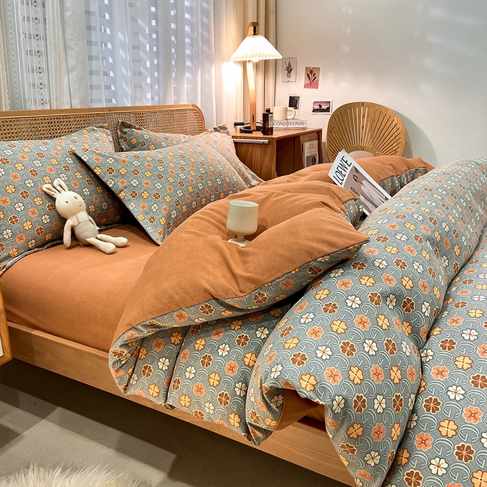 91家纺网 家纺一手货源 找家纺 丝芙妮家居（原乐视家纺） 2025新款全棉纯棉云糯棉双层纱套件系列 叶叶生香