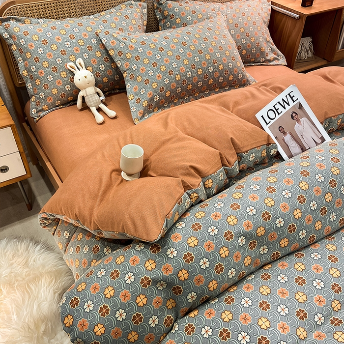 91家纺网 家纺一手货源 找家纺 丝芙妮家居（原乐视家纺） 2025新款全棉纯棉云糯棉双层纱套件系列 叶叶生香