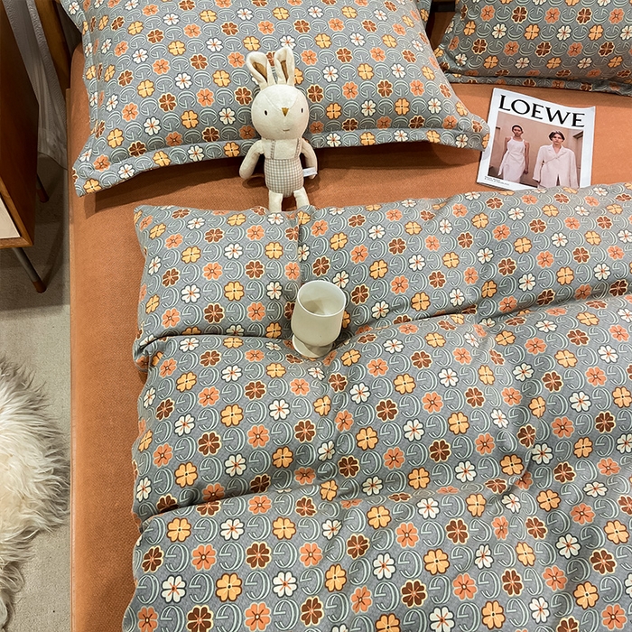 91家纺网 家纺一手货源 找家纺 丝芙妮家居（原乐视家纺） 2025新款全棉纯棉云糯棉双层纱套件系列 叶叶生香