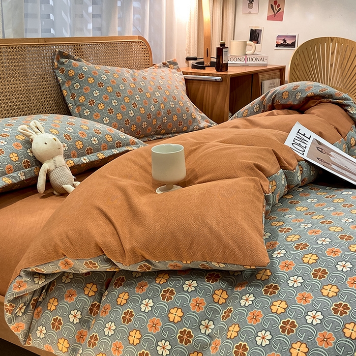 91家纺网 家纺一手货源 找家纺 丝芙妮家居（原乐视家纺） 2025新款全棉纯棉云糯棉双层纱套件系列 叶叶生香